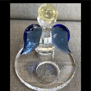 PartyLite Crystal Angel with Blue Wings and Gold Halo